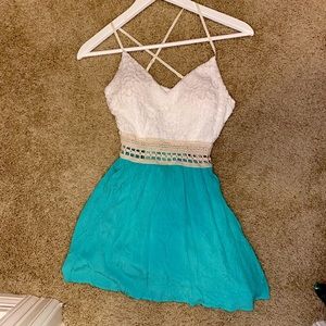 Summer white and blue dress